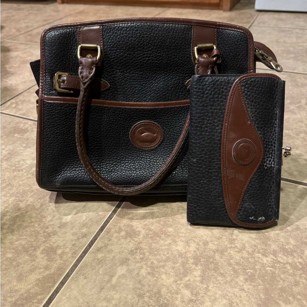 Dooney And Bourke Black And Brown Purse With Wallet